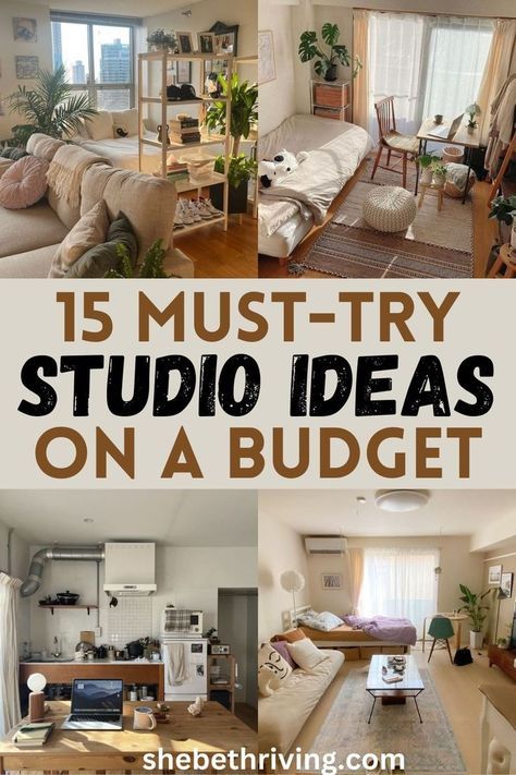 Studio Apartment Ideas On A Budget, Living In A Studio Apartment, Living Room Kitchen Small Apartment, Apartment Inspiration Minimalist Modern, Decorating A Small Studio Apartment, Efficiency Room Ideas, Ikea Studio Ideas, Organizing A Studio Apartment, Divide Studio Apartment