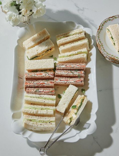 Sandwiches For Afternoon Tea, Green Tea Macarons, Sandwiches Afternoon Tea, Homemade Whole Wheat Bread, Party Sandwiches, High Tea Party, Mini Sandwiches, Finger Sandwiches, Tea Party Food