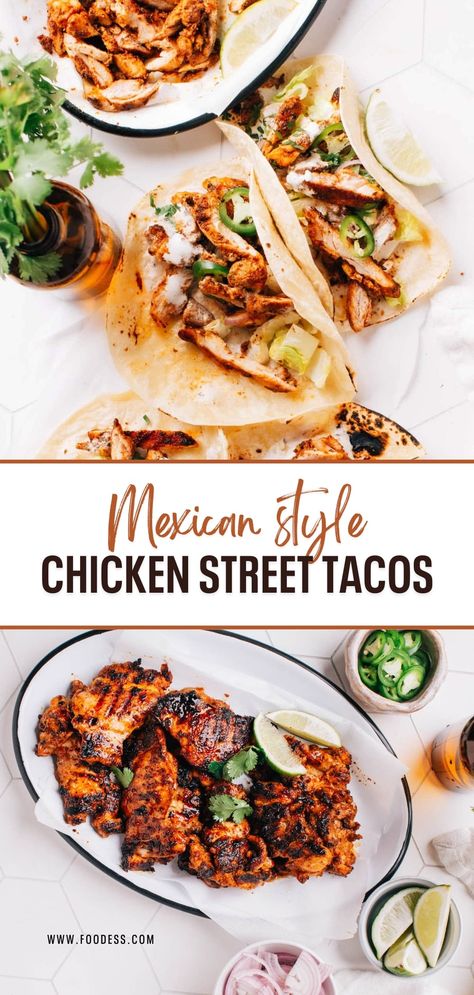 Chicken Street Tacos Marinade, Authentic Chicken Street Tacos, Chicken Street Tacos Crockpot, Chicken Thigh Taco Recipe, Barbecue Chicken Tacos, Grilled Chicken Street Tacos, Chicken Street Tacos Recipe, Street Tacos Chicken, Mexican Street Tacos