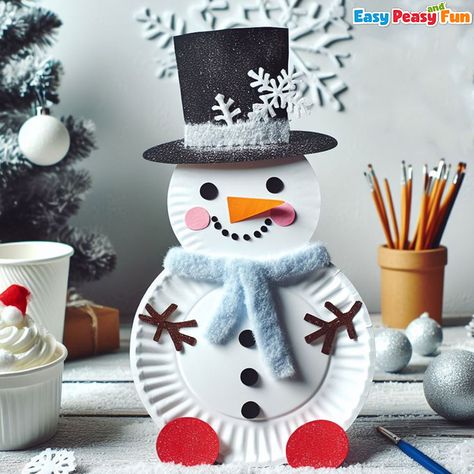 Paper plate snowman craft, Transform ordinary paper plates into adorable snowmen with this easy DIY craft. Your kids will love adding their personal touch to each snowman's unique personality. Let the winter crafting begin! January Winter Crafts For Kids, Elementary School Winter Crafts, Snowman Paper Plate, Wall Decor On A Budget, Paper Plate Snowman, Snowman Crafts Preschool, Valentine Craft Ideas, Schnee Party, Beautiful Birthday Card