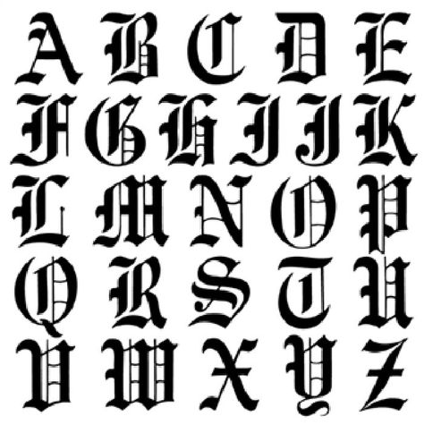 Printable Old English Letters Alphabet Tattoo Alphabet, Font Tato, Old English Alphabet, Tattoo Lettering Alphabet, Gothic Alphabet, Alfabet Font, Tattoo Fonts Alphabet, Calligraphy Fonts Alphabet, Old English Letters