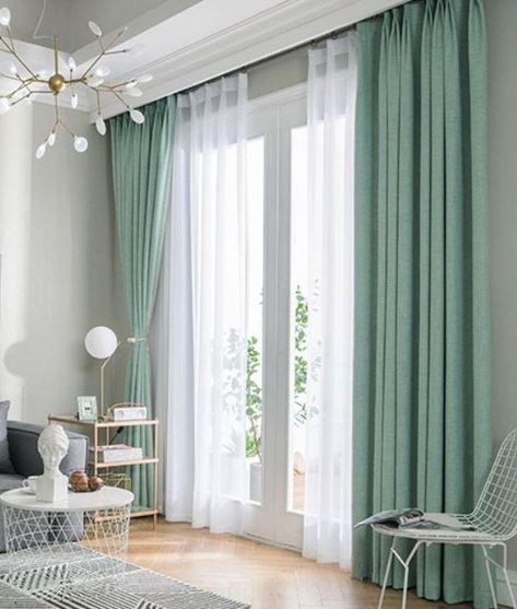 Curtains Living Room Modern, Window Curtains Living Room, Interior Design Per La Casa, Shabby Chic Curtains, Living Room Decor Curtains, Custom Made Curtains, Stylish Curtains, Green Curtains, Modern Victorian