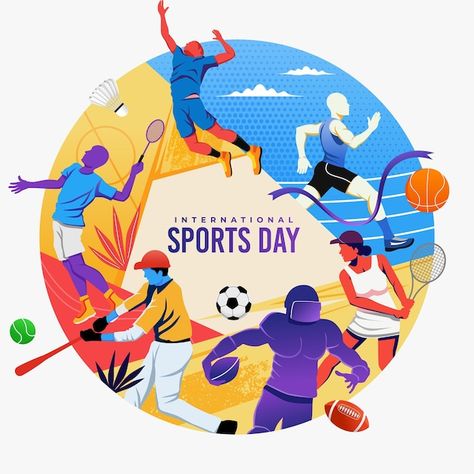 Sports Day Banner, Sports Day Decoration, Sports Day Poster, Logo Design Inspiration Sports, Sports Illustrations Art, Sports Illustrations Design, Clip Art Design, Sports Drawings, Adobe Illustrator Graphic Design