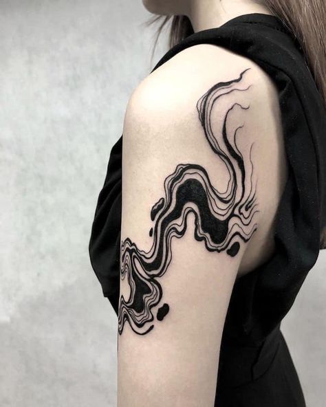 Marbling Tattoo, Ink Spill Tattoo, Marble Tattoo, Body Markings, Blackout Tattoo, Muster Tattoos, Waves Tattoo, Abstract Tattoo, Design Drawings