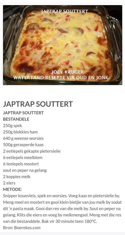 Sout Tert Resepte, Moist Fruit Cake Recipe, Breakfast Egg Casserole Recipes, Vienna Sausages, Best Tiramisu Recipe, Savory Tarts, Quiche Recipes Easy, Food Shapes, Fruitcake Recipes