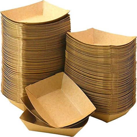 Fries Stall Design, Stall Decorations, Brown Plates, Paper Box Diy, Paper Food, Party Serving, Paper Bowls, Stall Designs, Basket Tray