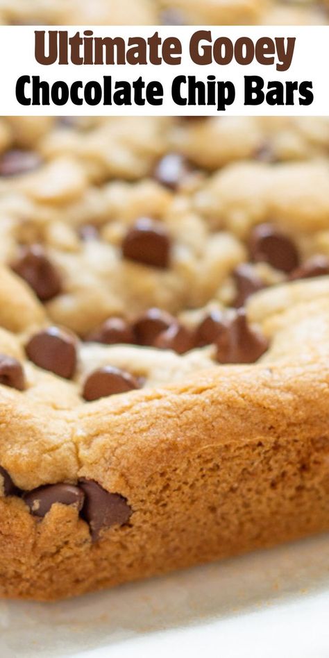 Gooey Chocolate Chip Bars, Chocolate Chip Pan Chewies, Thick Cookie Bars, Chocolate Chip Cookies Bars 9x13, Chocolate Chip Cookie Bars 9x13 Pan, Gooey Chocolate Chip Cookie Bars, Chocolate Chip Bars 9x13 Recipe, Chocolate Chip Bars 8x8 Pan, Chocolate Chip Bar Cookies 9x13