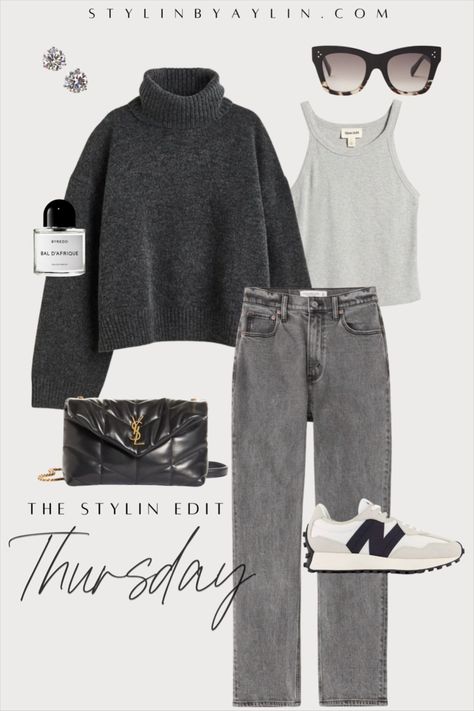 Black And Gray Fall Outfits, Gen X Style, Gray Outfits For Women, Outfits Of The Week, Oversized Turtleneck Sweater, Oversized Turtleneck, Fall Winter Wardrobe, Weekly Outfits, Grey Outfit