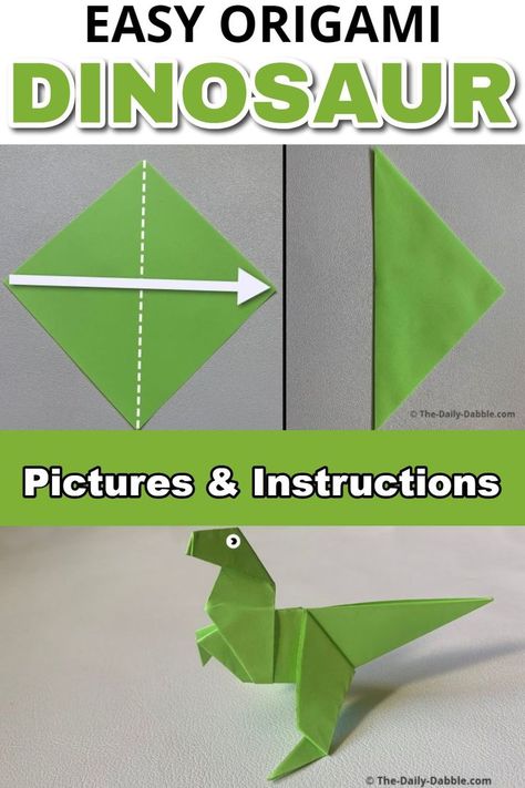 Step By Step Oragami, Boy Craft, Dinosaur Origami, Origami Dinosaur, Origami Easy Step By Step, Make A Dinosaur, Adventures With Kids, Easy Origami For Kids, Which Craft