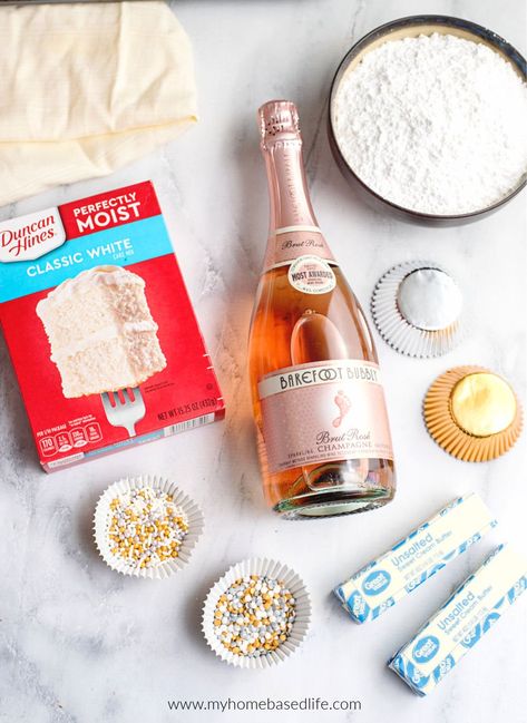 Easy Champagne Cupcakes, Pink Champagne Cupcakes With Box Cake, Champagne Cake Recipe With Box Cake, Moscato Cupcakes Box Cake Mixes, Pink Champagne Cake With Box Cake, Strawberry Champagne Cupcakes, Champagne Cupcakes With Box Cake, Champagne Cakes, Moscato Cupcakes