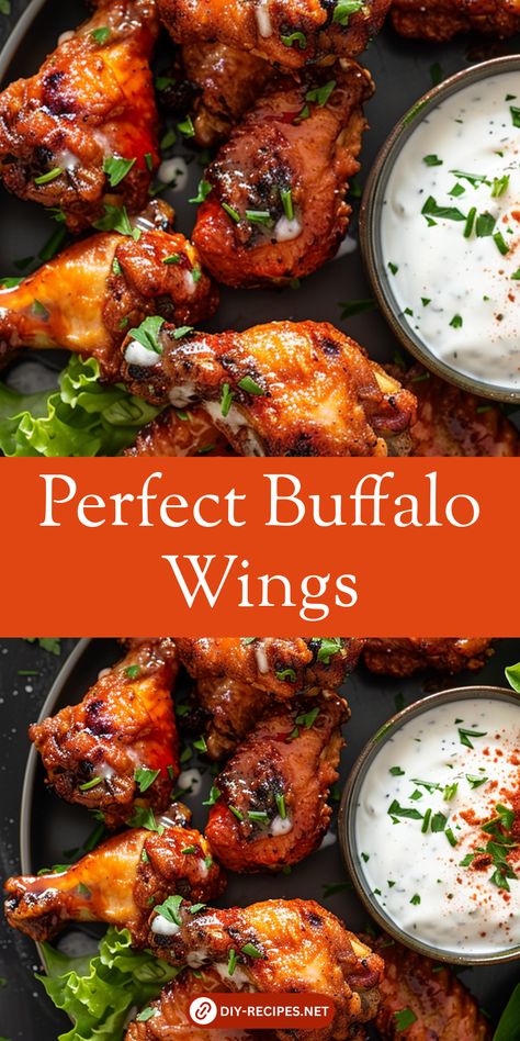 Learn how to make Perfect Buffalo Wings with this easy recipe. Crispy wings coated in spicy sauce, perfect for any occasion! #PerfectWings #TastyRecipes Bone In Chicken Wing Recipes, Wing Sauce Recipes Buffalo, How To Cook Hot Wings, Mild Wings Recipe Baked, Longhorn Wings Recipe, Best Buffalo Wings Recipe, Air Fried Buffalo Wings, Wings Recipe Spicy, Chicken Wings Easy Recipe