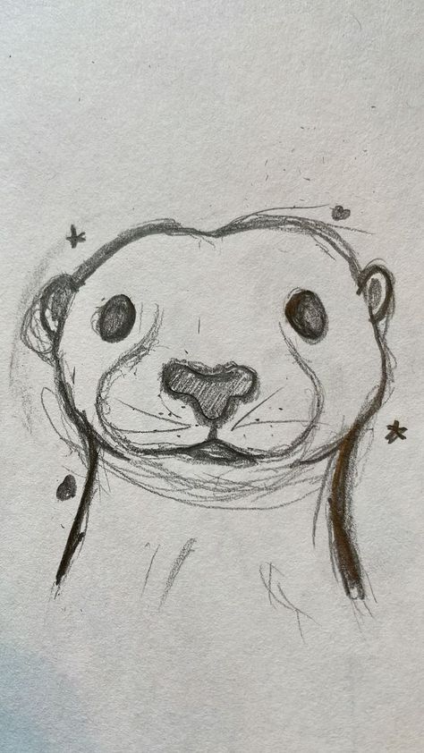 Drawings Of Ocean Animals, Cute Otter Drawing Easy, Sketch Book Inspiration Easy, Drawing On School Work, Sea Animal Drawings Easy, Drawing Inspo Aesthetic Easy, How To Draw Otter, Drwng Ideas Easy Pencil, Drawing Ideas Crayon