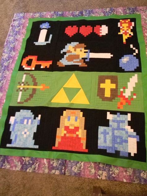 Legend Of Zelda Quilt Pattern, Nerdy Quilts, Zelda Quilt Pattern, Zelda Quilt, Buy Fabric, Table Cards, Red Fabric, Quilt Blanket, Diy Arts And Crafts