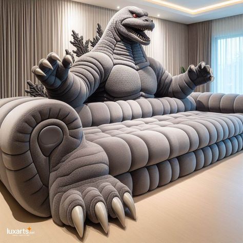 Epic Comfort: Godzilla vs. Kong Shaped Sofa for Ultimate Lounging 🦖🦍🛋️ #GodzillaKongSofa #MonsterComfort #EpicLounging Unleash your inner titan with the Giant GODZILLA x KONG Sofa. This colossal sofa features the iconic figures of Godzilla and Kong, creating an epic centerpiece for your living room. Dive into comfort and adventure with the Giant GODZILLA x KONG Sofa, where every sit-down is a battle for relaxation supremacy. 🌟🦍👑 https://luxarts.net/giant-godzilla-vs-kong-shaped-sofa/ Godzilla And Kong, Godzilla X Kong, Weird Furniture, Godzilla Vs Kong, Cabin Living Room, Fantasy Furniture, Unusual Furniture, Cool Couches, Shaped Sofa