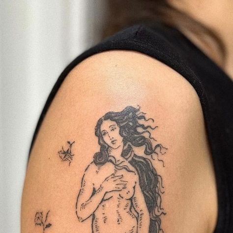 eugénie ✷ on Instagram: "thanks Melissa for this project! The birth of Venus, Botticelli 🐚 @studiocitronrose" Birth If Venus Tattoo, Birth Of Venus Costume, Kiss The Earth That Birthed You Tattoo, Venus Tattoo Design, Venus Tattoo Goddess, The Birth Of Venus Tattoo, Birth Of Venus Tattoo, Birth Of Venus Art, Florence Tattoo