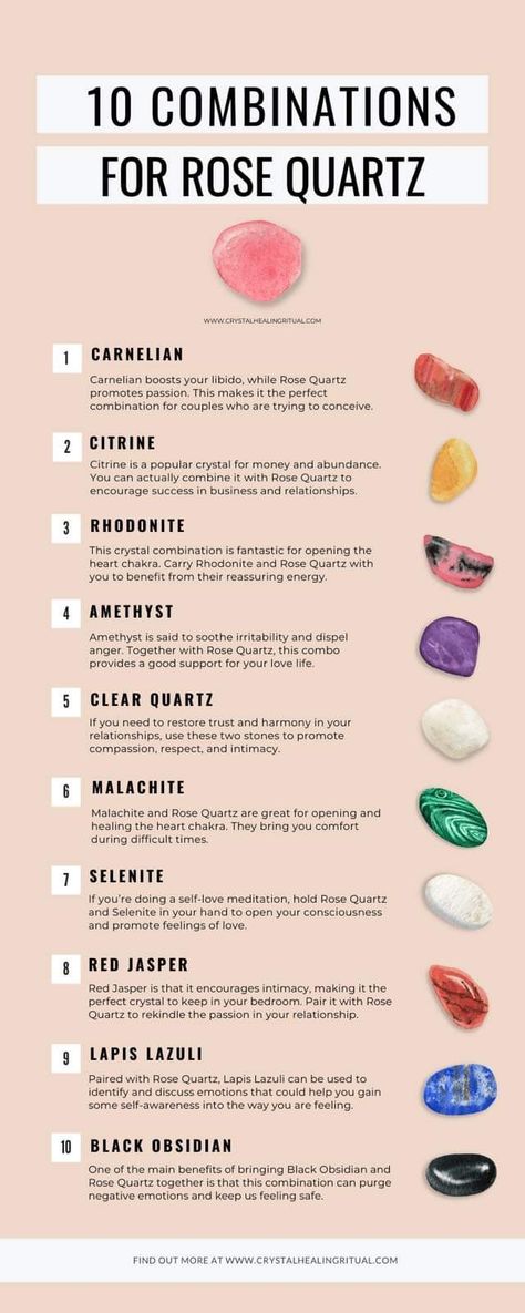 Chakra Stones Chart, Crystal Meanings Charts, Crystal Combinations, Rose Quartz Meaning, Crystal Healing Chart, Charge Crystals, Crystals Healing Properties, Spiritual Crystals, Crystal Therapy