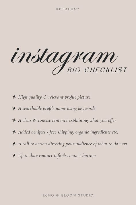 When a potential customer lands on your Instagram profile, the first thing they see is your bio. Use this checklist and make sure your bio has everything it needs to help you gain more followers and conversions. #InstagramBioChecklist #InstagramTips #SocialMediaTips #SocialMediaMarketing Sentence For Bio, Instagram Creative Ideas, Cute Texts For Him, Text For Him, More Followers, Instagram Creative, Instagram Bio, Cute Texts, Call To Action