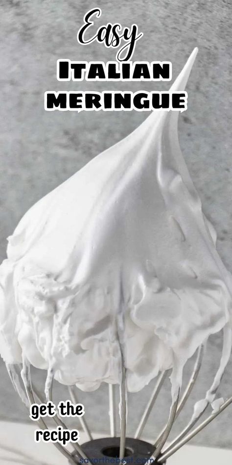 Italian Meringue is the unsung hero of the baking world. This isn’t your average, run-of-the-mill meringue. This is smooth, fluffy, and holds up without weeping. It makes the most stable meringue and tastes like marshmallow cream. Maringe Recipe, Merengue Frosting Recipe, The Best Meringue Recipe, Cooked Meringue Recipe, Meringue Recipe For Pie, No Bake Meringue, Merengue Recipe Easy, French Meringue Recipe, Meringue Topping For Pies