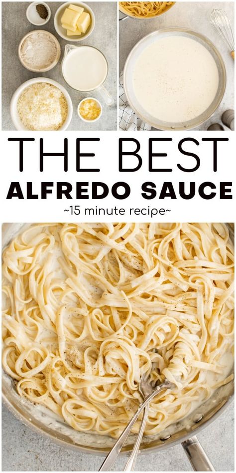 Everyone loves this rich and creamy Homemade Alfredo Sauce Recipe. Made with just five simple ingredients and ready in less than fifteen minutes, it's easy to make and perfect with your favorite pasta or vegetables. Hands down the best alfredo sauce you'll ever make! The Best Alfredo Sauce, Best Alfredo Sauce, Best Alfredo Sauce Recipe, Best Alfredo, Homemade Alfredo Sauce Recipe, Alfredo Sauce Easy, Alfredo Sauce Recipe Easy, Make Alfredo Sauce, Alfredo Sauce Recipe Homemade