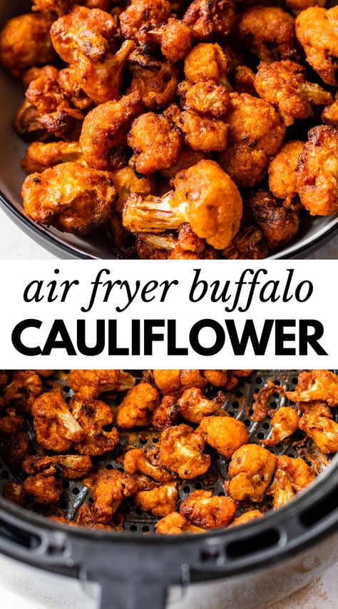 A little tangy and a little spicy, this Air Fryer Buffalo Cauliflower is the perfect snack or appetizer! Made with a spice blend, along with your favorite buffalo sauce, it crisps up nice in the air fryer while still staying tender. Air Fryer Buffalo Cauliflower, The Best Air Fryer, Buffalo Cauliflower Bites, Healthy Appetizer, Best Air Fryer, Blue Cheese Dressing, Buffalo Cauliflower, Cauliflower Bites, Fried Cauliflower