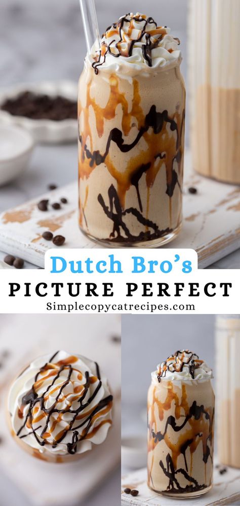 This Dutch Bros Picture Perfect recipe is the perfect blended drink to get you ready for the day. It's made with chocolate and caramel flavors that will definitely be a treat to your taste buds. Dutch Bros Hazelnut Truffle Mocha Recipe, Beans And Brews Drinks Coffee Recipes, How To Make A Blended Coffee Drink, Chocolate Coffee Drink Recipes, Coffee Flavor Recipes, Frothy Drinks, Drinks Coffee, Dutch Bros Coffee Drinks Recipes, Fun Milkshake Ideas