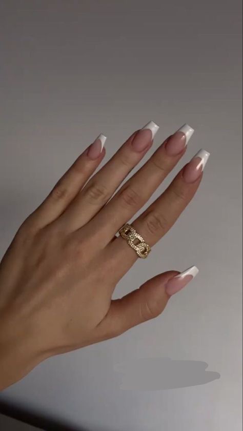 Acrylics French Tip Coffin, Medium White French Tip Acrylic Nails, Ballerina White French Nails, Whote Acrylics, White Nails Acrylic French Tips, White French Tip Ballerina Nails, Large French Tip Nails, White French Tip Nails Coffin Medium, Coffin Nail Frenchies