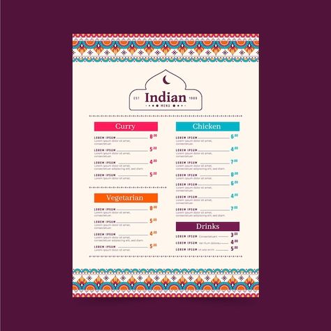 Indian Menu Design, Vegetarian Drinks, Menu Sushi, Restaurant Indian, Sushi Menu, Menu Card Design, Restaurant Menu Template, Indian Chicken, Restaurant Flyer