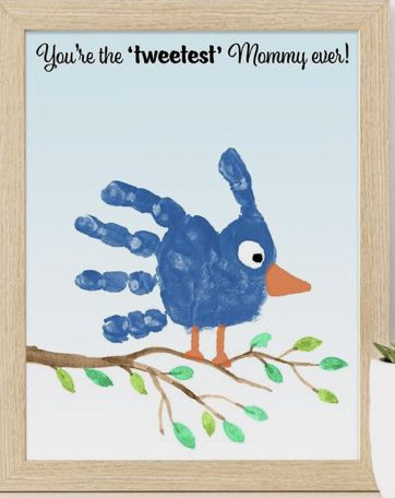 Blue Handprint Art, Blue Bird Handprint Craft, Hand Print Birds, Blue Bird Craft Preschool, Blue Handprint Craft, Handprint Animal Crafts, Bird Handprint Art, Handprint Animals For Kids, Blue Day Activity For Kindergarten