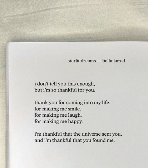 A simple yet heartfelt poem of gratitude. 💕 #Thankful #Gratitude #love #poems #poetry Poem For A Friend On Her Birthday, Grateful Love Quotes, Appreciation Poems For Him, Poem On Gratitude, Thank You Poems Gratitude, Poem About Gratitude, Thank You Poems For Friends, Heartfelt Poems For Him, Poems Of Gratitude