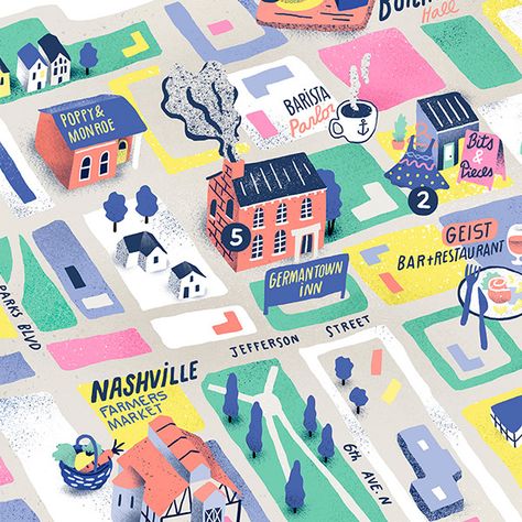 404 | Folio illustration agency Map Of Nashville, Maps Illustration Design, Nashville Map, Isometric Map, Campus Map, Board Game Design, Illustration Agency, City Illustration, Illustrated Map