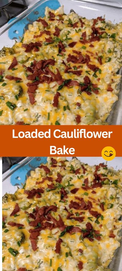 Loaded Cauliflower Bake - Looking for a nutritious and flavorful side dish? Try our Easy Loaded Cauliflower Bake recipe! Packed with savory bacon, creamy cheese, and wholesome ... Loaded Cauliflower Bake, Baked Potato Toppings, Cauliflower Bake, Loaded Cauliflower Casserole, Loaded Cauliflower, Potato Toppings, Cauliflower Casserole, Loaded Potato, Baked Cauliflower