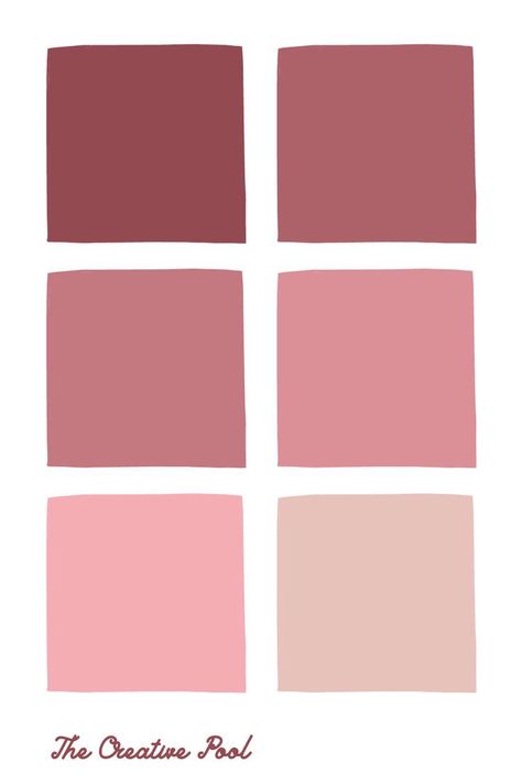 Shades Of Blush Pink Color Palettes, Pinkish Red Color Palette, Mute Pink Color Palette, Blush Color Palette Bedroom, Blush Pink Color Swatch, Pink And Mauve Color Palette, Deep Blush Color, Tan Pink Color Palette, Pink Maroon Color Palette