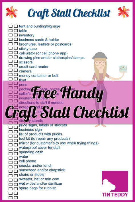 Download this free, handy checklist to help you at your next craft fair, show or other event. via @tinteddy Free Craft Show Printables, Craft Show Checklist, Chloe Art, Christmas Diffuser Blends, Event Checklist, Craft Booths, Vendor Ideas, Office Things, Craft Fair Booth Display