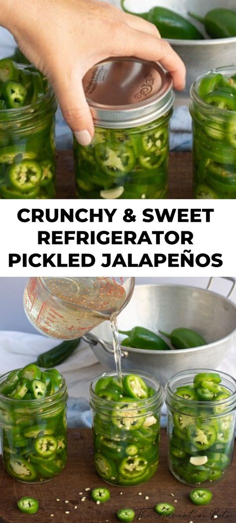 Sweet Pickled Jalapenos, Pickled Jalapenos Recipe, Sweet Refrigerator Pickles, Pickled Jalapeno Recipe, Canned Jalapenos, Pickled Jalapenos, Candied Jalapenos, Jalapeno Recipes, Refrigerator Pickles