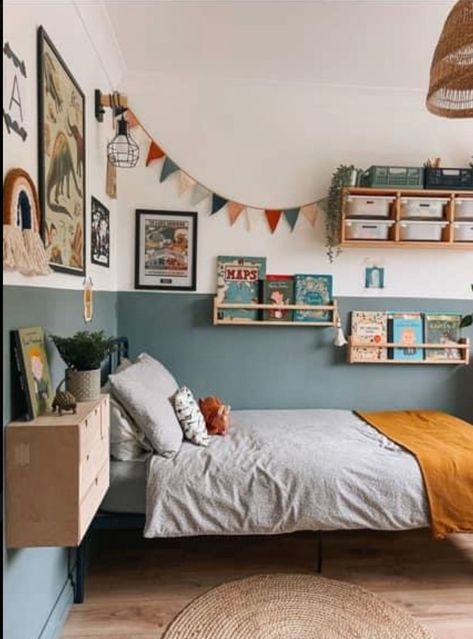 Scandi Boys Bedroom, Simple Boys Bedroom Ideas, Space Dinosaur Room, Big Boys Room Ideas, Boys Room 6 Yrs Old, Toddler Bedroom Boy Dinosaur, Toddler Room Inspo Boy, Bedroom For Toddler Boy, Boys Bedroom Inspiration