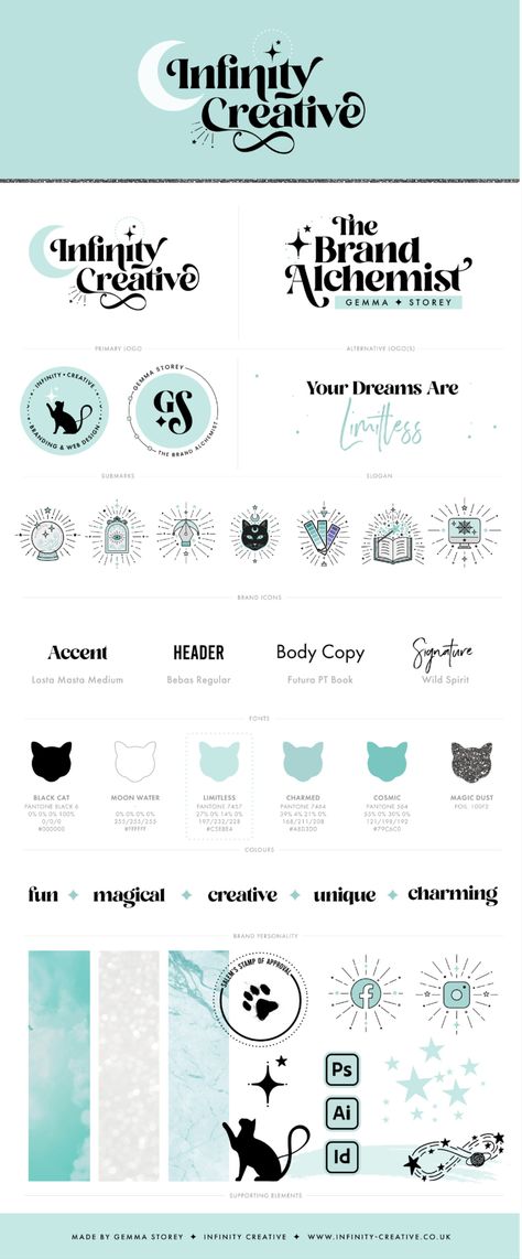 branding, magical, fempreneur, soulpreneur, logo Branding Identity Template, Simple Logo Ideas Brand Identity, Brand Moodboard Template, Co Branding Design, Magical Logo Ideas, Brand Identity Kit Template, Branding Logos Ideas, Creativity Logo Ideas, Artsy Logo Ideas