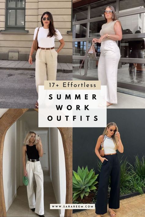 Looking for summer work outfits that look effortlessly stylish for any office setting? You'll love this list of 17+ work outfit ideas to copy this summer 2024. Corporate Office Outfits Women Summer, Baddie Office, Summer Business Outfits, Summer Office Attire, Summer Work Outfits Office Casual, Summer Work Outfits Office, Look Working Girl, Summer Business Casual Outfits, Dress Smart