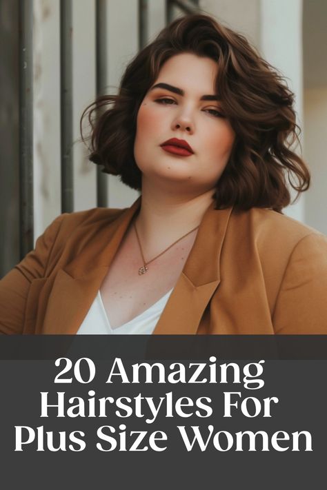 20 Amazing Hairstyles For Plus Size Women Hair Cut For Round Face Shape Girl Wavy, Medium Wavy Haircuts For Round Faces, Fall Hair Cuts For Round Faces, Hair Cuts For Full Face Shape, Haïr Style For Fat Face, Shaggy Haircuts Round Faces, Wavy Hair Round Face Haircuts, Haircut Fat Face Girl, Haircut For Fat Face Woman