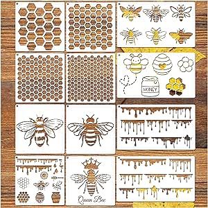 Honeycomb Stencil, Bee Stencil, Wood Bees, Wood Burning Stencils, Honey Diy, Bee Painting, Eid Al-adha, Stencils For Painting, Drawing Stencils