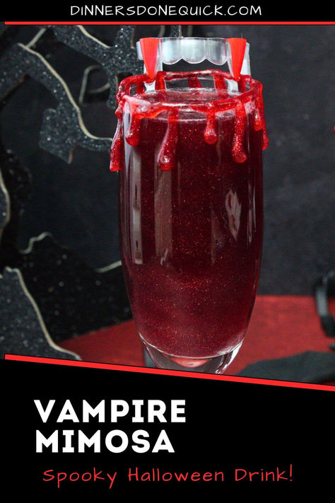 Sink your fangs into this eerie Vampire Mimosa, the perfect spooky Halloween drink! With its deep red color and a sweet "blood" rim, this champagne cocktail will be a hit at any party. Easy to make, it's as delicious as it is eye-catching. Perfect for Halloween gatherings or vampire-themed events. This drink will leave everyone thirsty for more! 🥂🩸 #VampireMimosa #HalloweenCocktail #SpookyDrinks #HalloweenParty #BloodRedCocktail Vampire Themed Alcohol Drinks, Vampire Shots Drink, Vampires Blood Drink, Halloween Mimosa Recipe, Werewolf Themed Drinks, Red Themed Drinks, Vampire Themed Drinks, Blood Red Cocktails, Halloween Drinks With Champagne