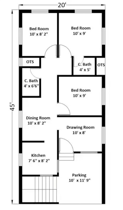 20 50 House Plan, One Floor House Plans, 30x50 House Plans, 20x30 House Plans, Drawing House Plans, 20x40 House Plans, 30x40 House Plans, 2bhk House Plan, Indian House Plans