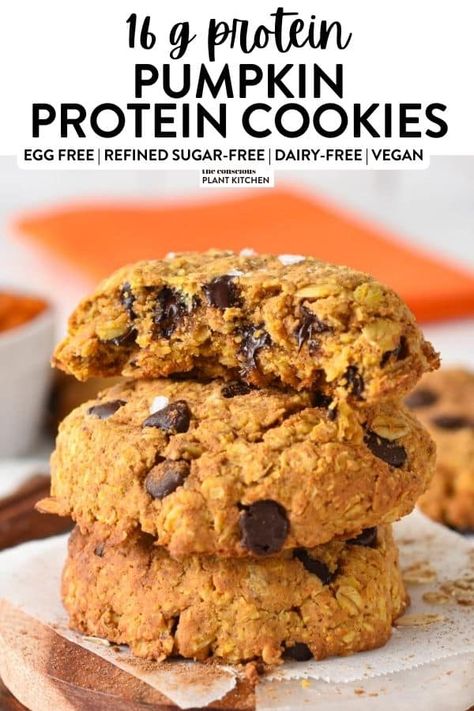 Pumpkin Protein Cookies, Gluten Free Pumpkin Cookies, Thanksgiving Sweets, Pumpkin Protein, Protein Oatmeal, Gluten Free Protein, Pumpkin Spice Cookies, Peanut Butter Pumpkin, Pumpkin Chocolate Chip