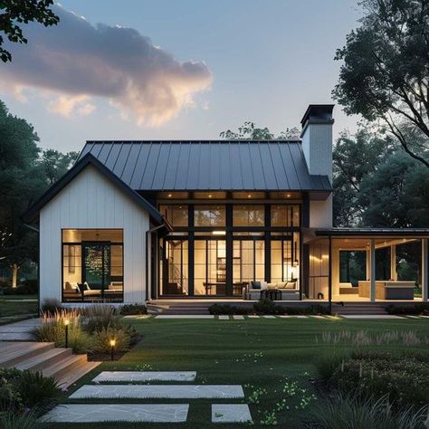 3+ Single Story Modern Farmhouse Exterior Elements for a Chic Country Home • 333+ Art Images 3 Story Cottage House, Ranch House With Added Second Floor, Modern Farmhouse Rock Exterior, Exterior Design Single Story, Modern Farmhouse With Metal Roof, Single Story Home Exterior Ideas, Contemporary House Plans 2000 Sq Ft, Modern Farmhouse Exterior Makeover, Modern Rancher Exterior