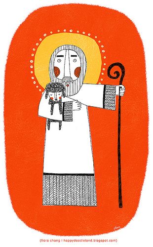 Happy Doodle, Image Of Jesus, Happy Doodles, Christian Illustration, Lost Sheep, Holy Art, The Lost Sheep, Good Shepherd, Christian Artwork