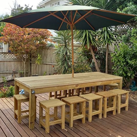 This kitchen decor table is perfect for adding a pop of color and style to your kitchen. Outdoor Tables Diy, Outdoor Table For 12, Homemade Outdoor Table, Diy Outdoor Furniture Wood, Outdoor Furniture Plans Wood, Farmhouse Picnic Table Diy, Diy Table Outdoor, Diy Outdoor Table And Chairs, 2x4 Outdoor Table