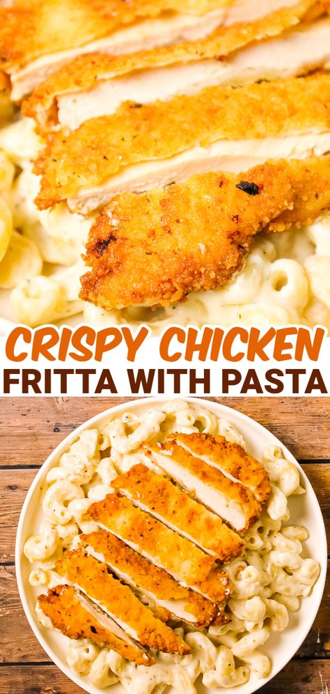 Crispy Chicken And Pasta Recipes, Crispy Chicken For Pasta, Copycat Noodles And Company Parmesan Crusted Chicken, Pasta With Breaded Chicken, Parmesan Crusted Chicken And Pasta, Parm Crusted Chicken Pasta, Crispy Chicken And Pasta, Crispy Chicken Fritta Recipe, Breaded Chicken And Pasta