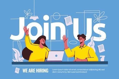 Join Us Illustration, Job Offer Design, Join Us Poster Design, Job Advertisement Design, Join Us Poster, Hiring Advertisement, Recruiting Graphics, Recruitment Poster Design, Flat Design Poster