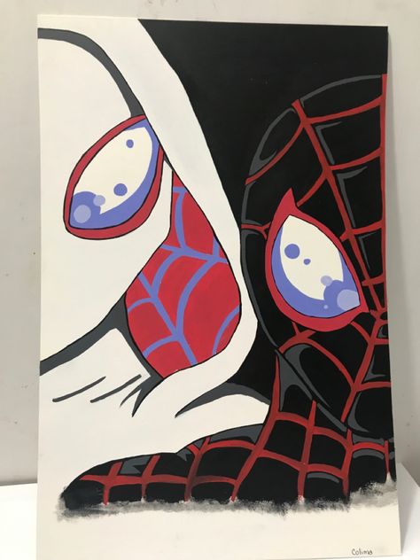 #spiderman #painting #marvel Spiderman Drawing Painting, Spiderman Across The Spider Verse Canvas Painting, Spiderman Couple Painting, Miles Morales Spiderman Painting, Black Spiderman Painting, Poster Board Drawing Ideas, Cool Spiderman Drawings, Miles Morales Painting Canvas, Spider Man Painting Ideas