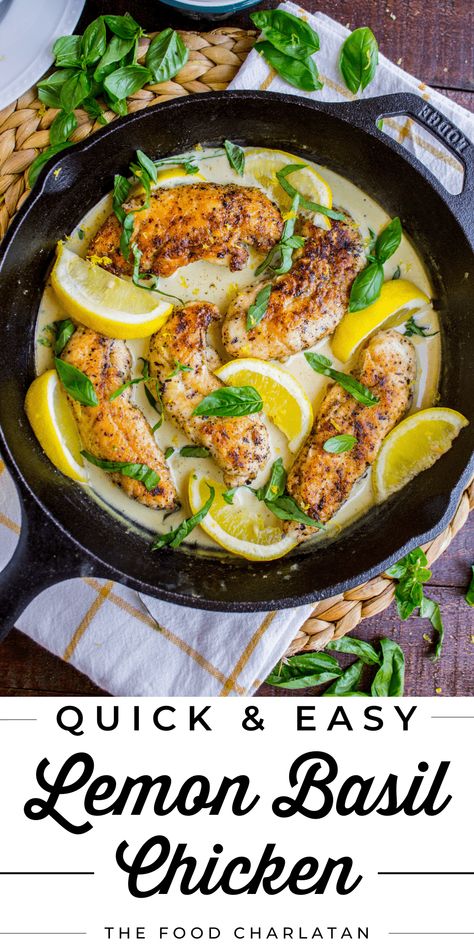 Chicken Lemon Basil Recipes, Lemon And Basil Chicken, Lemon Basil Sauce For Chicken, Recipes With Chicken And Basil, Basil Keto Recipes, Creamy Lemon Basil Chicken, Healthy Lemon Sauce For Chicken, Basil Chicken Recipe Healthy, Recipes With Basil Leaves And Chicken