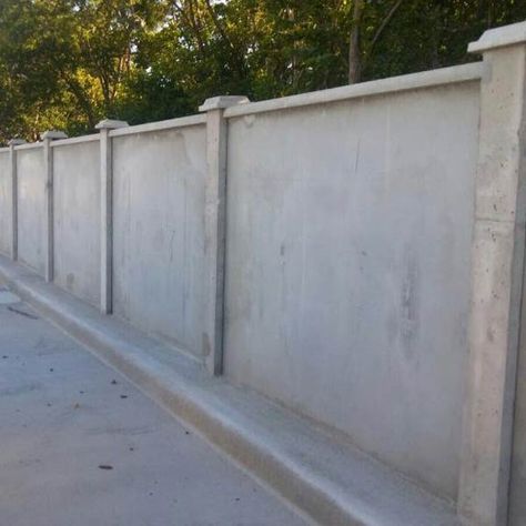 Concrete Fence Wall Design Ideas, Boundary Wall Ideas, Concrete Fence Wall, Fence Wall Design, Compound Wall Design, Concrete Block Walls, Front Wall Design, Boundary Wall, House Main Gates Design